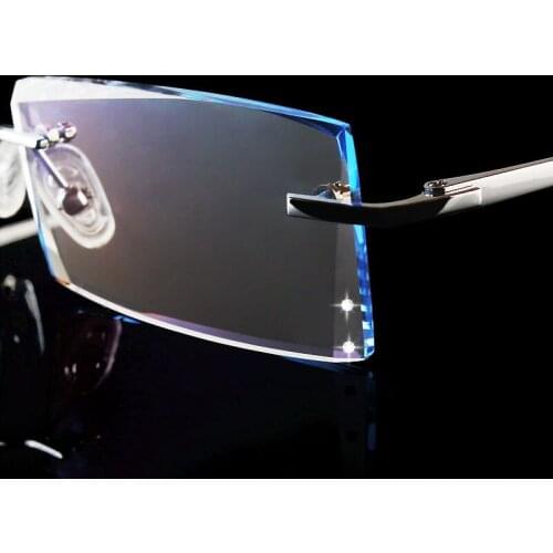 Titanium Eyeglasses Rimless Frame Fashion Exquisite Diamond Trim Mens Eyewear Prescription Frameless Myopic Glasses 102