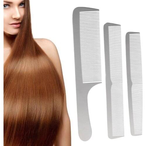 Mirror Stainless Steel Hair Comb Crew Cut Anti-static Professional Barber Tools