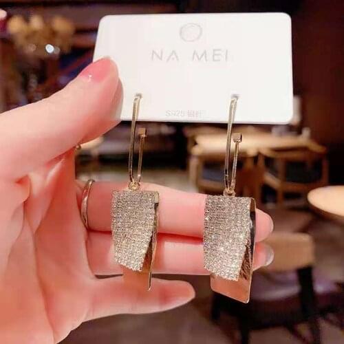 2020 Korean Style Luxury Drop Earrings For Women Jewelry Party Gifts Shining Lrregular Square Fashion Brincos