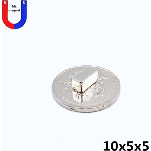 100pcs 10x5x5 magnet strong 10 * 5 * 5 mm rectangle sheet permanent magnets 10*5*5 rare earth Magnetic material neodymium magnet