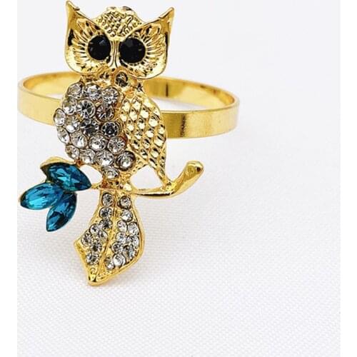 12PCS/Halloween Owl Diamond Napkin Ring Desktop Decoration Western Etiquette Jewelry