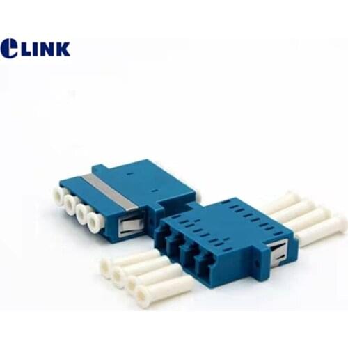 50pcs LC Quad fiber optic Adapter Singlemode blue optical fibre connector LC UPC ftth coupler SM free shipping IL