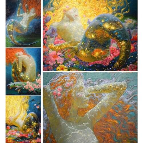 5D DIY Diamond Painting "Mermaid" Theme Exquisite Rhinestone Mosaic Home Handmade Painting Gifts Can Be Customized