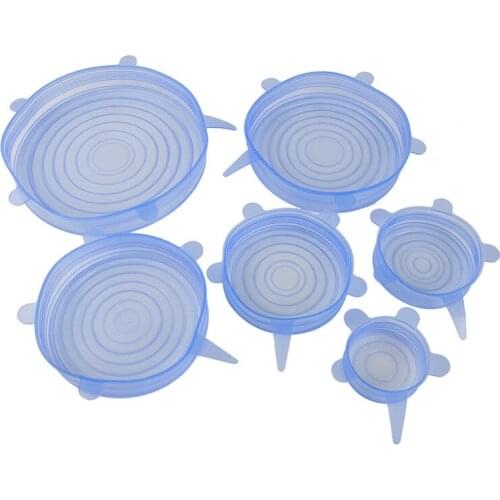 6pcs/set Stretchable Lids Cover Plastic Food Silicone Kitchen Picnic Outdoor Easy to Use Reusable Multi-Purpose Convenient