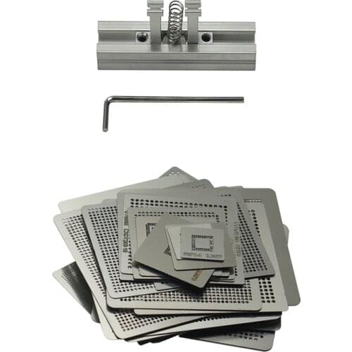 810Pcs Directly Heat BGA Reball Reballing Net Universal Stencils Template Set Kit Silver Steel Welding Fluxes with stand