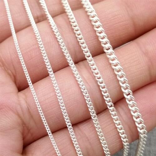 925 Sterling Silver Unfinished Curb Necklace Chain 1mm 1.2mm 1.7mm 2mm 2.5mm