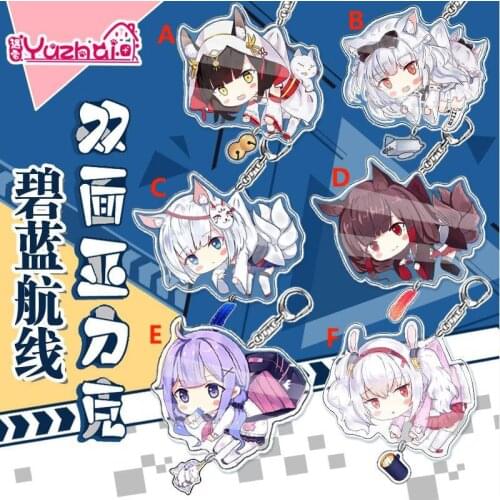 Anime Keychain Azur Lane Akagi Javelin Amagi Ayanami Baltimore Laffey Unicorn Acrylic Keyring Strap Figure 6cm