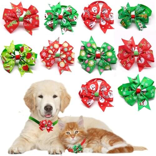 Free Shipping 120PCS/PACK Dog Christmas Bow Tie Snowman Xmas Dog Accessories puppy Dog Cat Bowties Neckties Pet Supplies