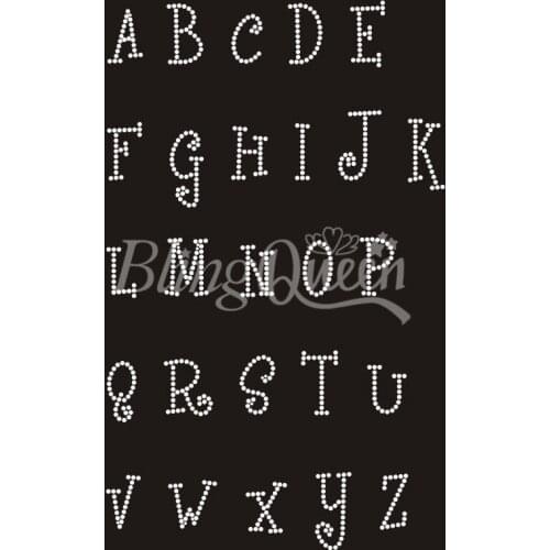 BlingQueen 25PCS/LOT Alphabets Crystal Rhinestone Hot Fix Appliques
