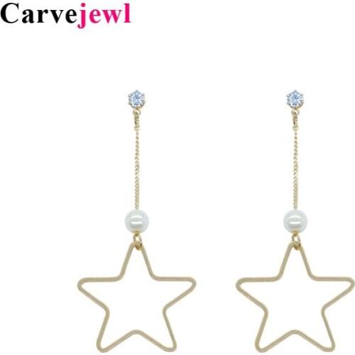 Carvejewl earring five pointed star zirconia dangle earrings for women jewelry girl gift cute lovely hot sale pearl earrings