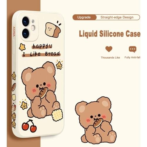 ASINA Straight-sided Edge Case For iPhone 12 Pro Max XS Max XR X 6 7 8 Plus SE2 Soft Silicone Square Cartoon Capa For iPhone 11