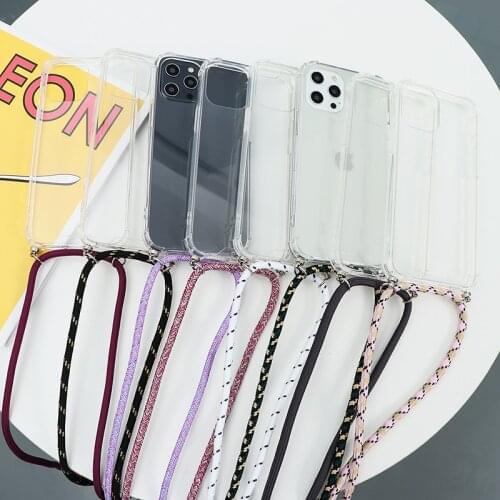 Chain Necklace Case For Samsung Galaxy S21 S20 FE Note 20 Ultra 10 S8 S9 S10 S10e Lite Plus Pro 9 8 Strap Cord Lanyard TPU Cover