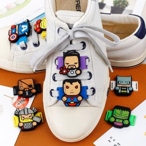 1PCS Marvel The Avengers Iron Man Captain America Hulk Thor Spiderman Toys Accessories Shoe Buckle Action Toy Figure Kids Gifts