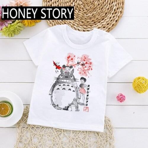 Kawaii Totoro T Shirt Kids Funny Japanese Anime Spirited Away Children Clothes Studio Ghibli Cartoon Graphic Tee Boys/girls Tops