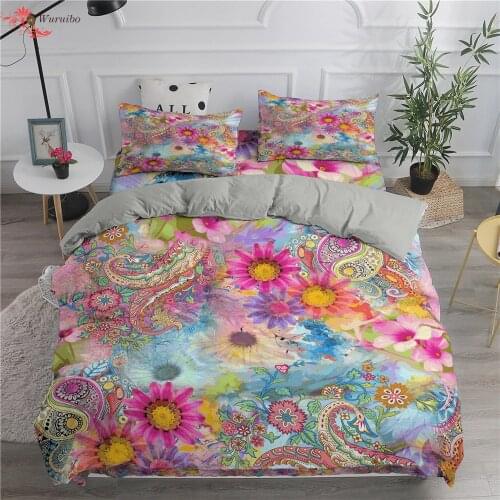 2/3pcs Bedding Cover Mandala Bedding Set Twin Full Queen King Size Bohemian Duvet Cover Ethnic Flower Bedclothes Floral Bed Set