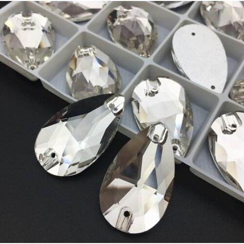 Teardrop Glass Sew On Rhinestones Crystal Clear Pear Flatback Glass Stone стразы Sewing Rhinestones Wedding