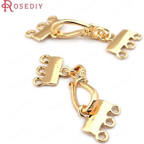 F366)6 pieces Length 32mm 24K Gold Color Brass Necklaces Bracelets Connect Clasps High Quality Diy Jewelry Findings Accessories