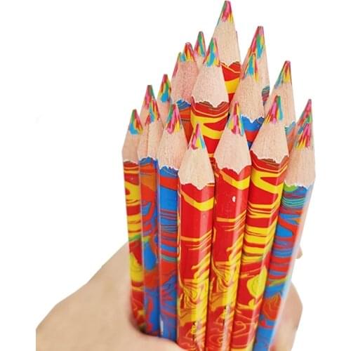 4pcs/lot Wooden Colors Pencil Set Cute 4 In 1 Rainbow Pencils Crayons for Kids DIY Drawing Graffiti Pen Tools School Supplies