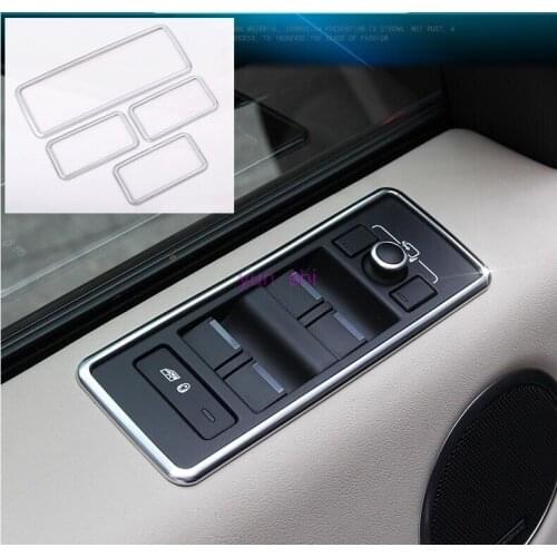 4 pcs ABS chrome Car Window Glasses Lifter Button Decoration Frame Stickers car-styling For Land Rover Discovery 5 Accessories