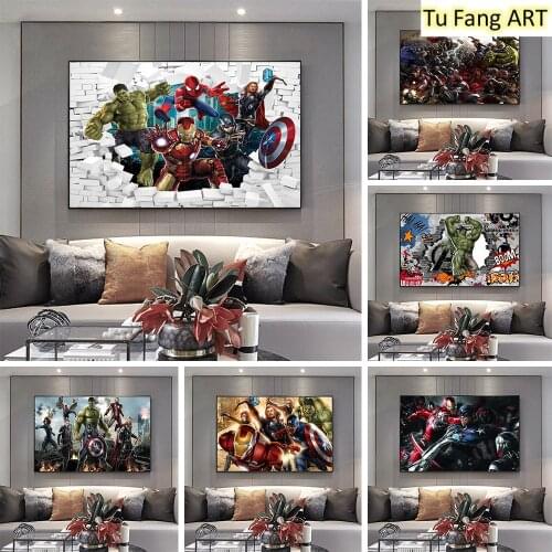 Marvel Avengers Funny Superhero Canvas Painting Wall Art Posters and Prints Room Decor Pictures Living Kids Home Decoration
