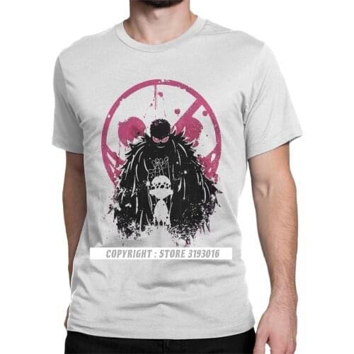 New Arrival Doflamingo Art T-Shirt Men Trafalgar Law One Piece Anime T Shirt Male Camisa Tshirt Best Gift Streetwear