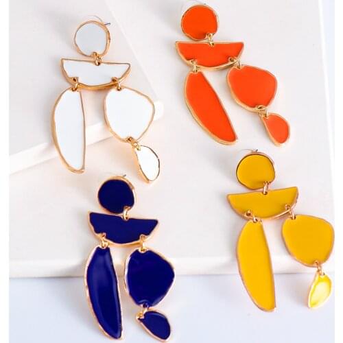 New Colorful Boho Irregular Metal Dangle Earrings Geometric Statement Drop Hangle Ear Ring For Women Jewelry Accessories