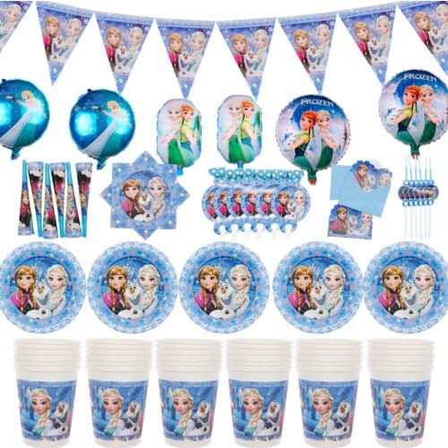 Frozen Anna Elsa Princess Themes Disposable Tableware Paper Plates For Child favors Birthday Baby Shower Supplies Party Decor