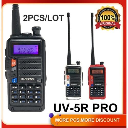 2Pcs/Lot Original baofeng uv 5r Pro Tri-Band 8W High Power Handheld Walkie-Talkie 2 Way Ham Radios HF Transceiver UV-5R Update