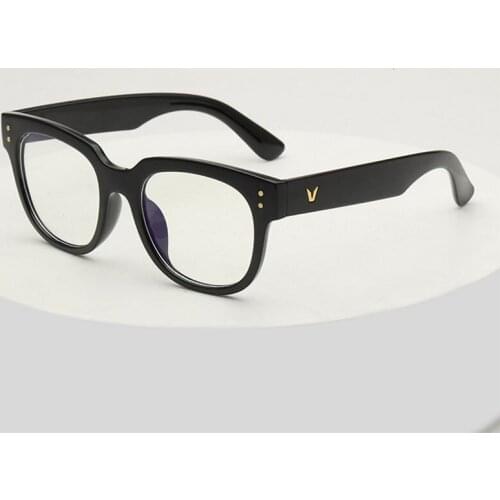Anti-Blue Ray Flat Mirror Big Black Retro Glasses Frame Female Male Slimmer Look Myopia Can Match