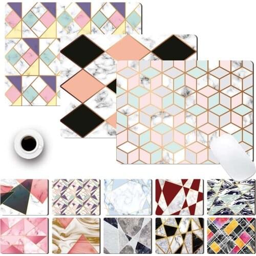 Durable Smooth PU Leather Computer Mouse-pad Anti-slip Waterproof Geometry Pattern Mouse Mat Game Mousepad
