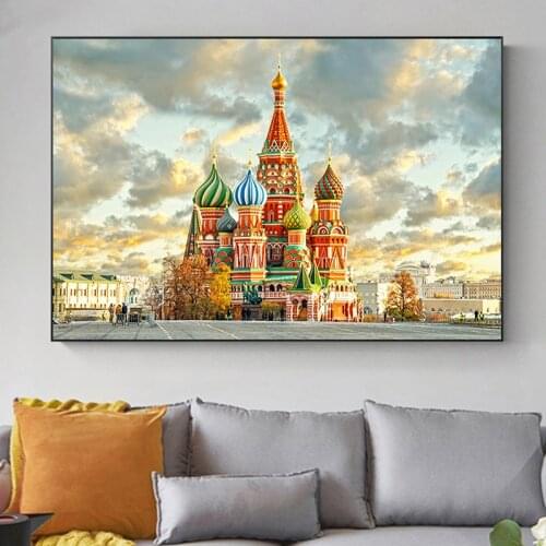 Russia Modern Red Square In Moscow Oil Canvas Painting Wall Art Posters and Prints Wall Art Pictures for Living Room No Frame