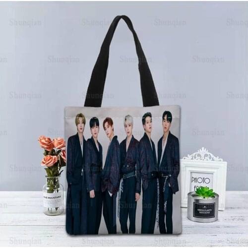 MONSTA X Handbag Foldable Shopping Bag Reusable Eco Large Unisex Canvas Fabric Shoulder Bags Tote Grocery Cloth Pouch 0512