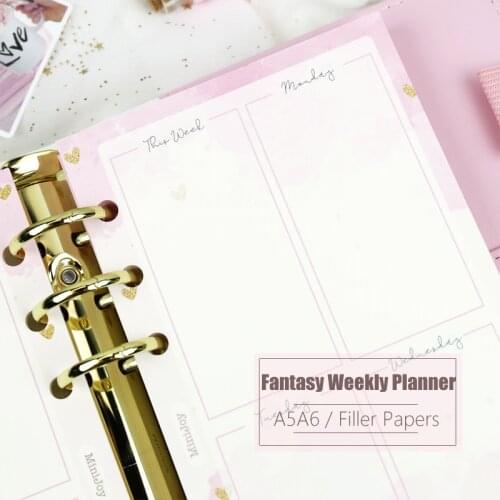MyPretties Fantasy Weekly Planner Refill Papers 40 Sheets A5 A6 Filler Papers for 6 Hole Binder Organizer Notebook Papers