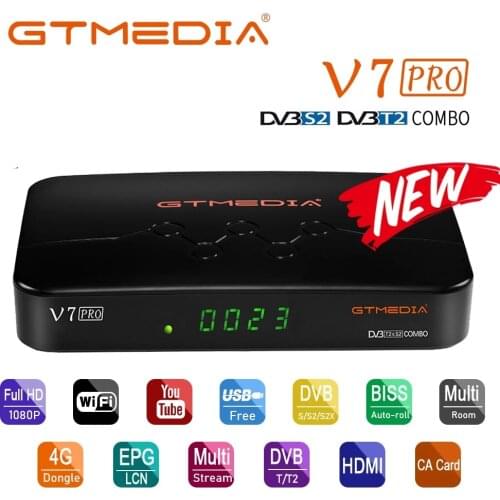 GTMEDIA V7 PRO Satellite TV Receiver 1080P FHD DVB S2 T2 Tuner H.265 10 Bit With USB WiFi Decoder Support Youtube Ccam Spain Box