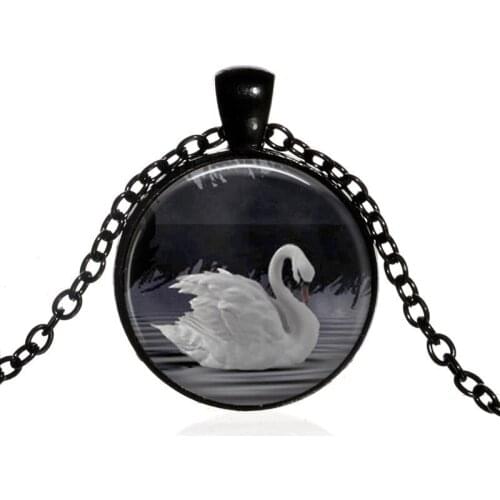 Swan Lake Landscape Art Picture 25mm DIY Glass Cabochon Pendant Dome Necklace Charms Jewelry Findings Valentines Gift