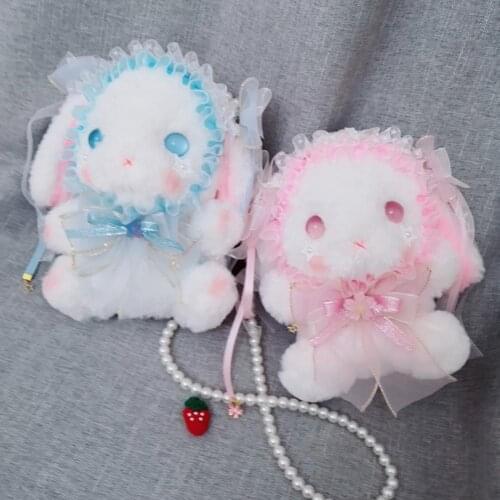 Lolita Hand Rabbit Bear Bag Messenger Bag Shoulder bag Cute Lolita Lo Mother Kawaii Pearls Chain Package Cosplay