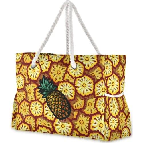 ALAZA High Quality Nylon Handbag For Women Large Capacity Female Shoulder Bag Ladies Beach Bag Vintage Pineapple Art Totes