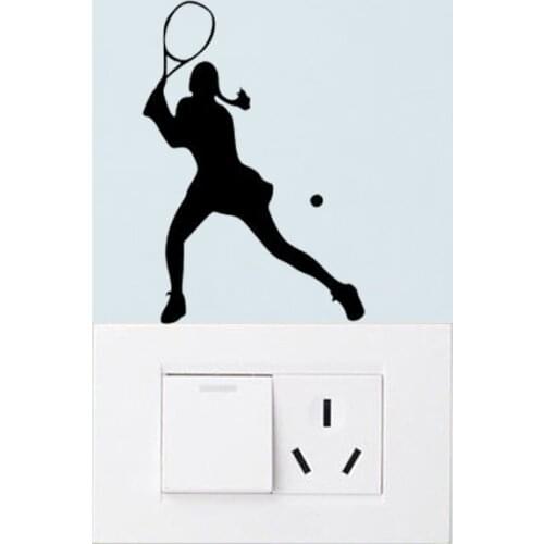 Tennis Player Wall Sticker Home Decor Light Switch Decal Vinyl 6SS0539