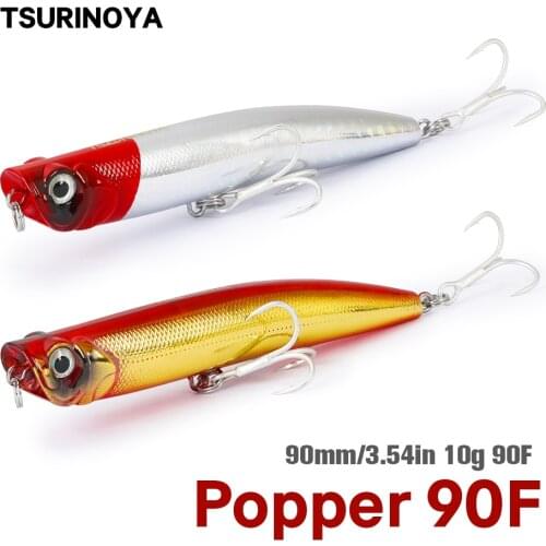 TSURINOYA Fishing Lure DW17 Popper Pencil Hard Hait 90mm 10g Topwater Floating Popper Wobbler Swimbait Pencil Stickbait Isca