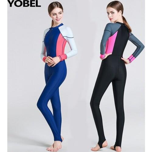 YOBEL Nylon Korean diving suit women Conjoined Snorkeling Thin Long Sleeve Sunscreen Swimsuit Outdoors Surfing Defence Jellyfish