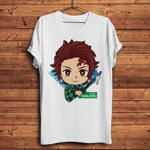 Tanjirou Nezuko Zenitsu Inosuke Giyuu Rengoku funny anime tshirt Men White Unisex Demon Slayer Kimetsu No Yaiba streetwear tee