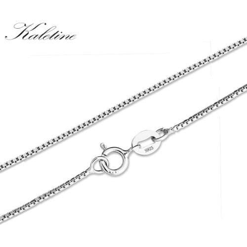 KALETINE 100% 925 Sterling Silver Necklace Fashion Jewelry 1mm 16 Inches Box Chain Gift for Mother Girl Accessories Women