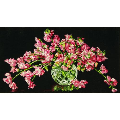 Gold Collection Beautiful Counted Cross Stitch Kit Sweet Pea Perfection Flower Flowers Bouquet Vase dim 35284