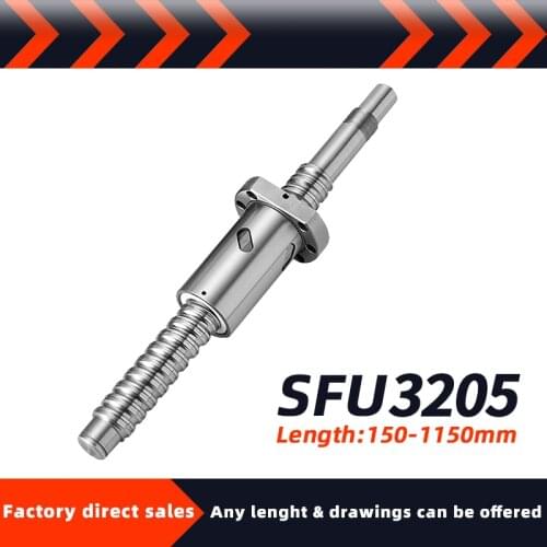 1PC ball screw SFU3205 diameter 32mm lead 5mm any length+single falng ball nut+end processed for BK25 BF25 XYZ axis
