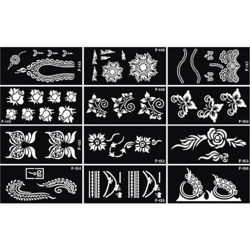 10pcs Henna Tattoo Template Painting Stencil Big Size 18.5x9.5cm Multi Flower Pattern F145-194