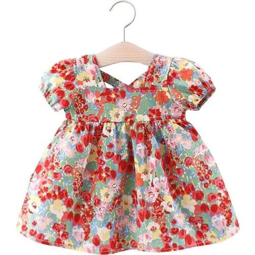 2021 Newborn Baby Girls New Summer Kids Dresses Cute Love Printing outfit Floral dress Outfit Infant Toddler Clothes
