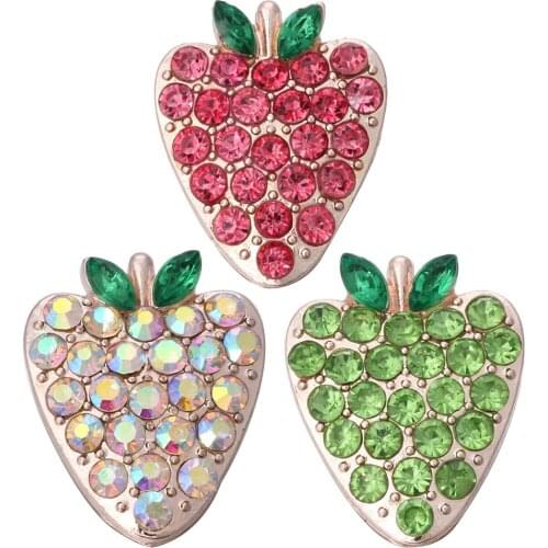 5pcs/lot New Rose Gold Strawberry Snap Buttons Jewelry 18mm Metal Snap Buttons Fit 18mm Snap Necklace for Women Jewelry