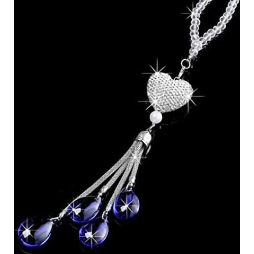Rearview Mirror Accessories Car Pendant 1pcs Styling Interior Metal Diamond Rhinestone Heart Shiny Crystal Alloy Auto Decor
