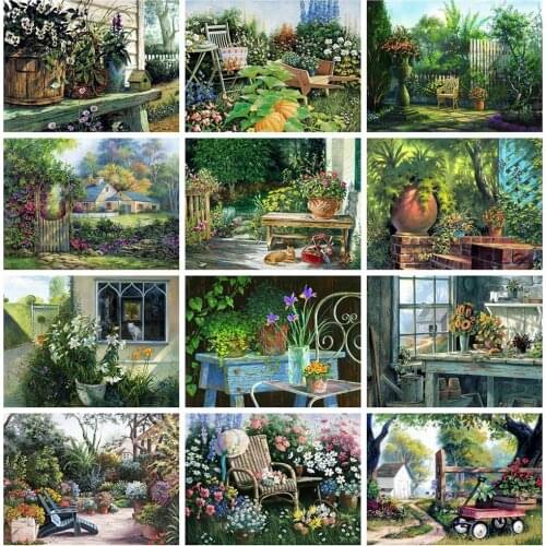 Full Square Drill 5D Diy Diamond Painting Landscape Flower Diamond Embroidery Cross Stitch Garden Rhinestones Mosaic Home Decor