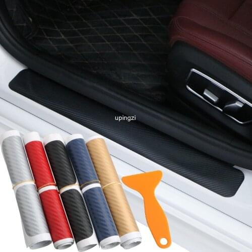 3D 4D Carbon Fiber Car Sticker DIY Paste Protector Strip Auto Door Sill Side Mirror Anti Scratch Tape Waterproof Protect Film